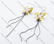 Stainless Steel Gold Butterfly Tassels Earrings - KJE130008