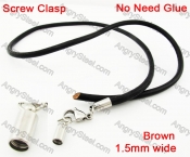 Steel Screw Clasp Leather Chain Necklace KJN790025