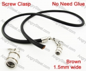 Steel Screw Clasp Leather Chain Necklace KJN790031