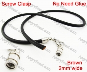 Steel Screw Clasp Leather Chain Necklace KJN790032