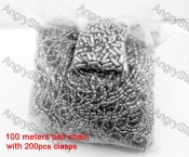 (Price for 100 meters with 200pcs clasps) 1.2mm Steel Bar Ball Chain KJN150547