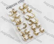 Price for 12 pairs Gold Steel Earrings KJE101-0083