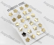 Price for 12 pairs Gold Steel Earrings KJE101-0088