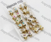 Price for 12 pairs Gold Steel Earrings KJE101-0089