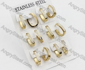 Price for 12 pairs Gold Steel Earrings KJE101-0091