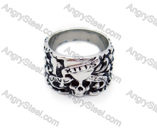 Vintage Stainless Steel Casting Wrinkles Skull Rings - KJR010004