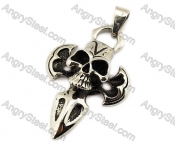 Stainless Steel Casting Cross Pendants with Skull - KJP010006