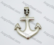 Stainless Steel Silver Anchor Pendants with Skull - KJP010013