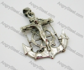 Stainless Steel Silver Anchor Pendants with Jesus Cross - KJP010016