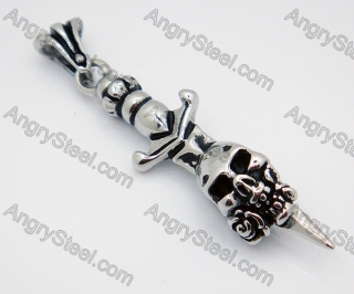 Stainless Steel Sword Pendants with Skull - KJP010027