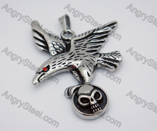 Stainless Steel Casting Pendants with  Eagle holding a Skull - KJP010033