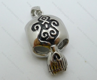 Stainless Steel Black Epoxy Skull Pendant KJP040181 (No Stock, Customized Jewelry)