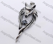 Stainless Steel Wolf Pendant With Transparent Black Zircon