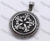 Stainless Steel Retro Pattern Round Pendant KJP170007