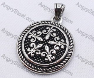 Stainless Steel Retro Pattern Round Pendant KJP170007