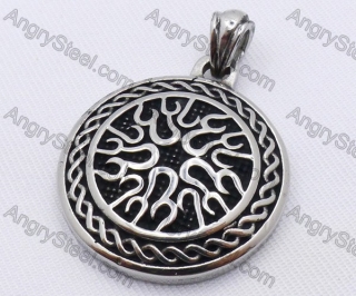 Stainless Steel Flame Pattern Round Pendant KJP170009