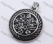 Stainless Steel Ancient Symbols Round Pendant KJP170011