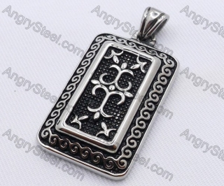 Stainless Steel Vintage Pattern Square Pendant KJP170015