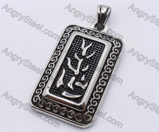 Stainless Steel Flame Pattern Square Pendant KJP170016