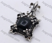 Stainless Steel Black Stone Square Pendant KJP170023