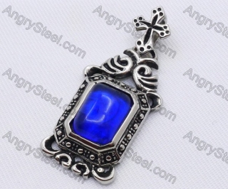 Stainless Steel Blue Stone Square Pendant KJP170024