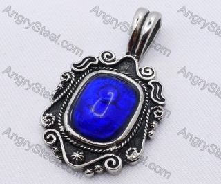 Stainless Steel Inlay Blue Stone Pendant KJP170025