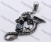 Stainless Steel Black Zircon Dragon Pendant KJP170032