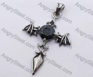 Stainless Steel Black Zircon Demon Wings Pendant KJP170042