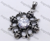 Stainless Steel Clear Zircon Skull Pendant KJP170044