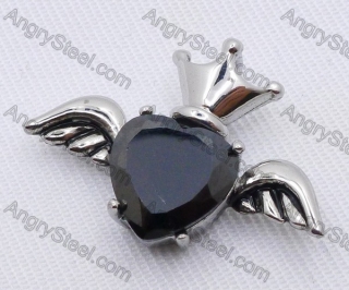 Stainless Steel Black Zircon Cupid Pendant KJP170046