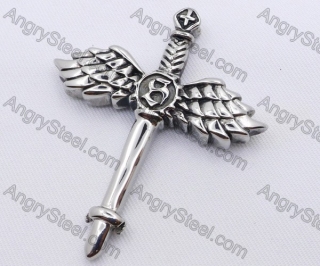 Stainless Steel Angel Sword Cross Pendant KJP170068