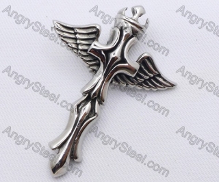 Stainless Steel Angel Wings Cross Pendant KJP170069