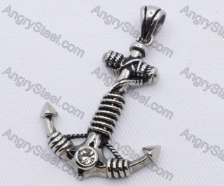 Stainless Steel Anchor Pendant With Zircon KJP170083