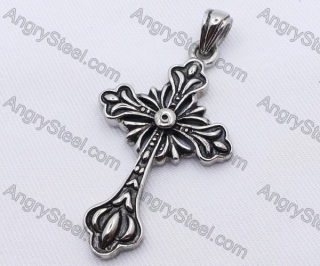 Stainless Steel Flower Cross Pendant KJP170096