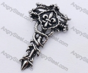 Stainless Steel Two Dragon Cross Pendant KJP170097