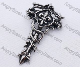 Stainless Steel Two Dragon Cross Pendant KJP170097