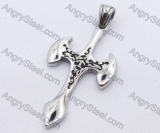 Stainless Steel Old Vine Pattern Cross Pendant KJP170106