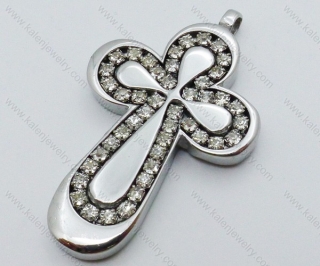 Stainless Steel Inlay Stones Cross Pendant - KJP050443