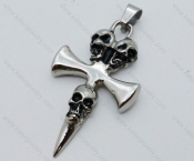 Stainless Steel Skull Cross Pendant For Men - KJP050444