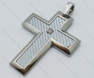 Stainless Steel Carbon Fiber Cross Pendant - KJP050467