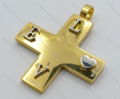 Stainless Steel Gold Cross Pendant - KJP050469