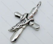 Stainless Steel Wings Cross Pendant - KJP050484