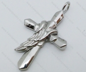 Stainless Steel Wings Cross Pendant - KJP050485