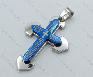 Stainless Steel  Blue Cross Pendant - KJP050487