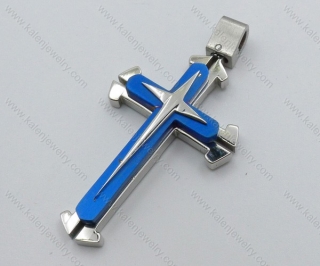 Stainless Steel  Blue Cross Pendant - KJP050489