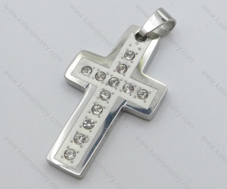 Stainless Steel Inlay Stones Cross Pendant - KJP050491