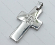 Smooth Stainless Steel Stones Cross Pendant - KJP050492