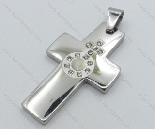 Smooth Stainless Steel Female Stones Cross Pendant For Women - KJP050494