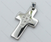 Smooth Stainless Steel Stones Cross Pendant - KJP050497