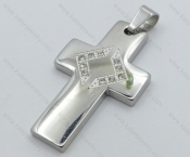 Smooth Stainless Steel Stones Cross Pendant - KJP050499